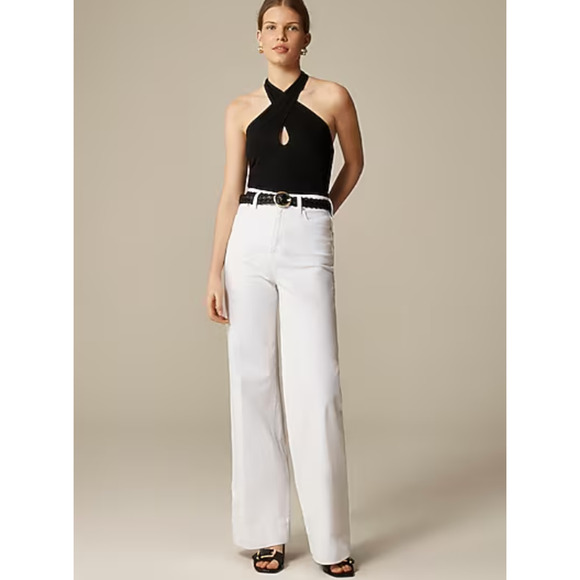 J Crew Stretch Cotton Halter Top M Black NWT Tank Blouse Twist CO088 J.Crew - Picture 3 of 5